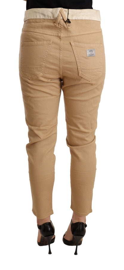 CYCLE Beige Mid Waist Slim Fit Skinny Stretch Trouser by CYCLE