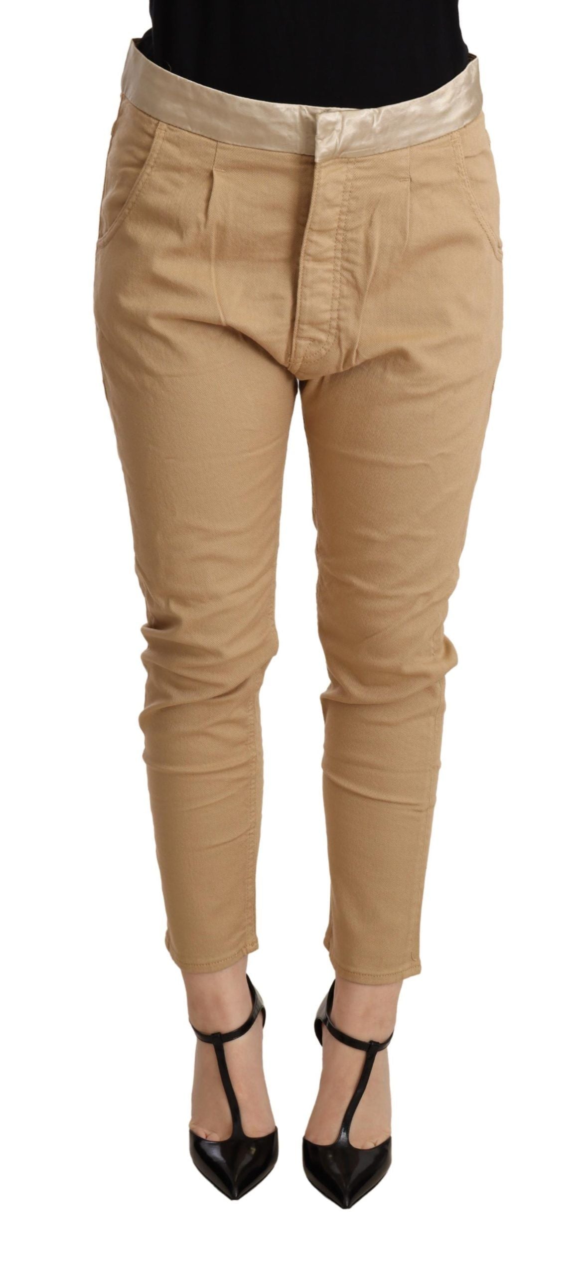 CYCLE Beige Mid Waist Slim Fit Skinny Stretch Trouser by CYCLE