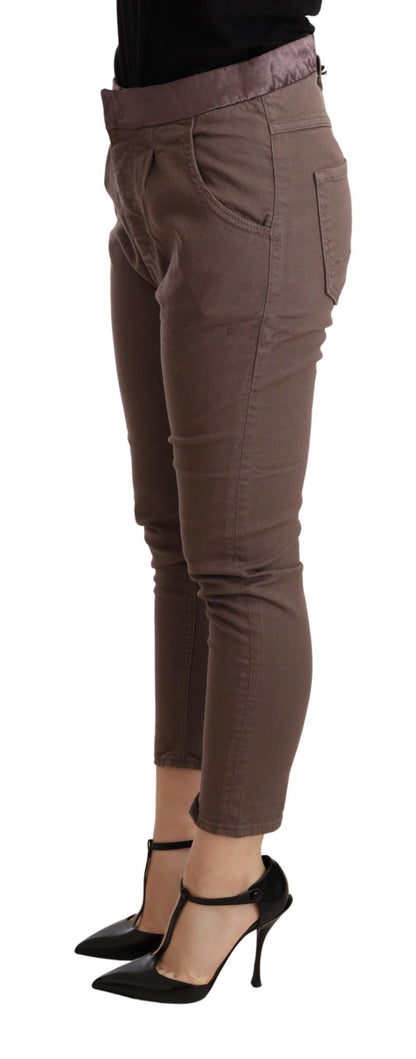 CYCLE Brown Mid Waist Cropped Skinny Stretch Trouser by CYCLE