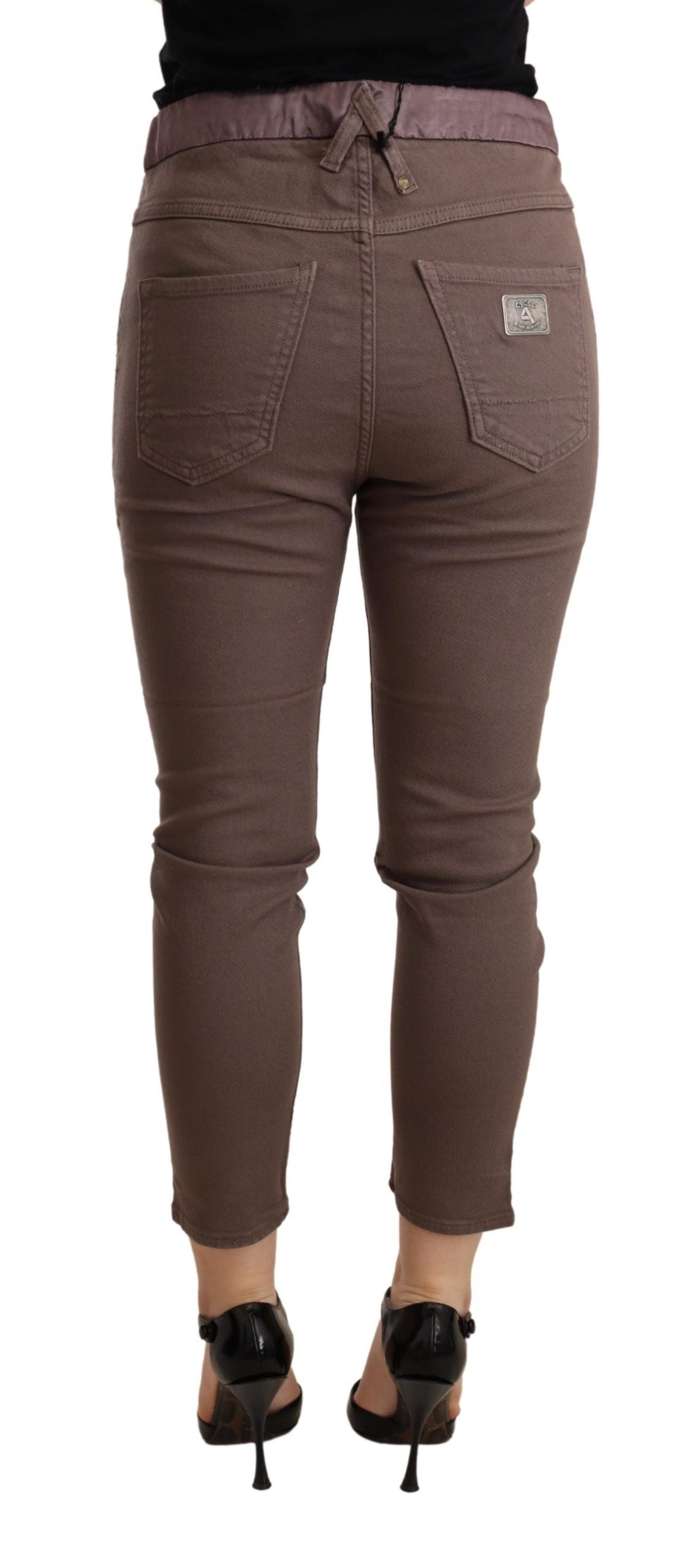 CYCLE Brown Mid Waist Cropped Skinny Stretch Trouser by CYCLE