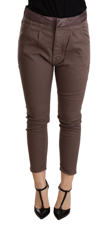 CYCLE Brown Mid Waist Cropped Skinny Stretch Trouser by CYCLE