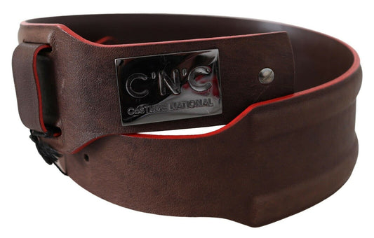 Ceinture élégante en cuir marron foncé pour costume national