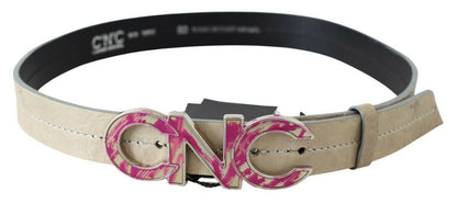 Ceinture en cuir beige avec logo Costume National