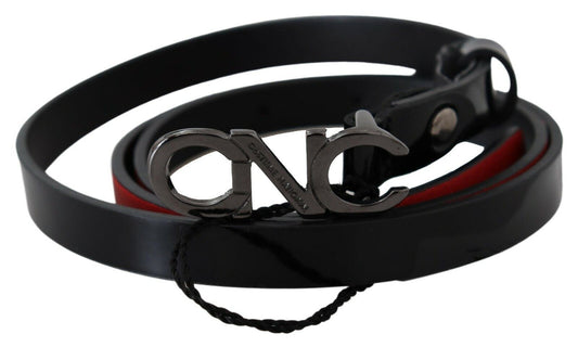 Ceinture en cuir noir style national chic