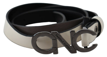 Ceinture élégante en cuir blanc pour costume national