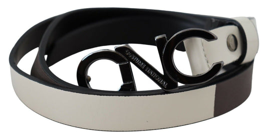 Ceinture élégante en cuir blanc pour costume national
