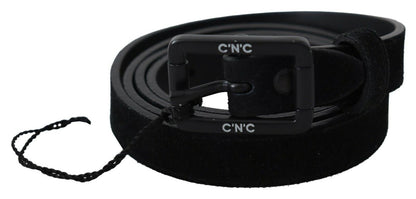 Ceinture classique en cuir noir élégant pour costume national