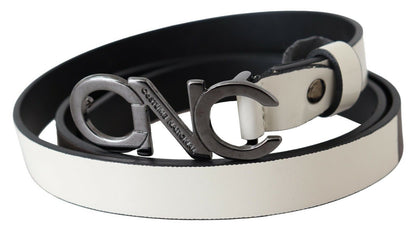 Ceinture en cuir italien gris métallisé Costume National
