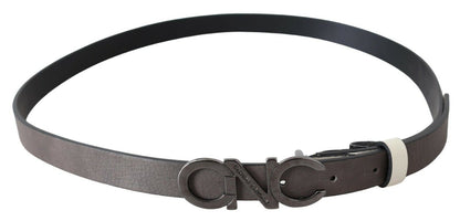 Ceinture en cuir italien gris métallisé Costume National