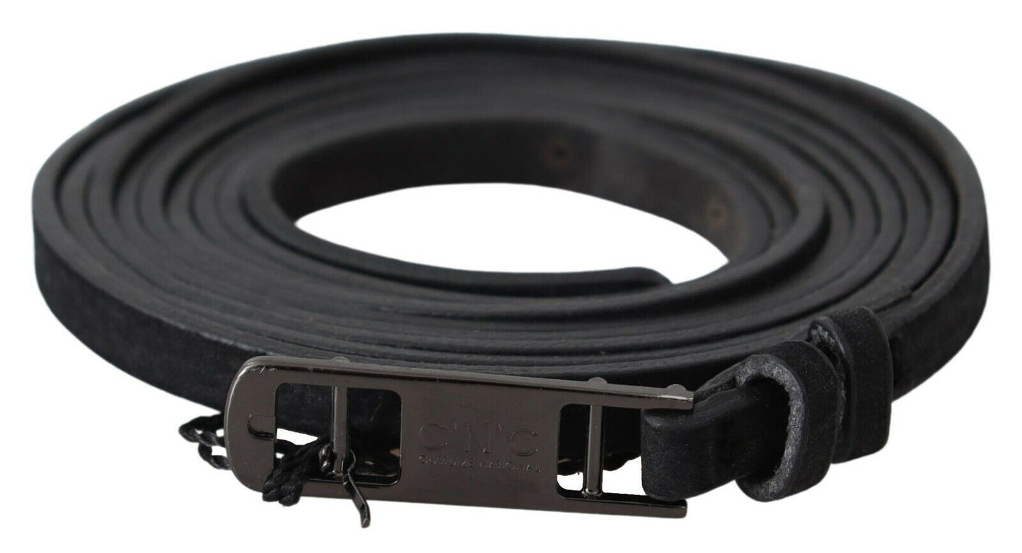 Ceinture ajustable en cuir noir élégant pour costume national