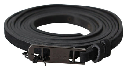 Ceinture ajustable en cuir noir élégant pour costume national