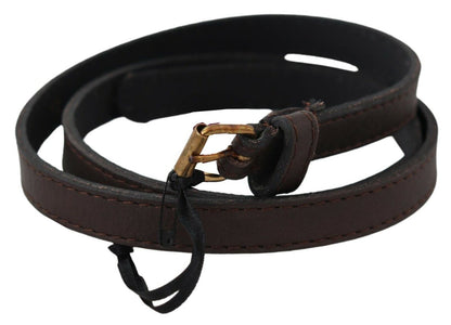 MILA SCHÖN Ceinture élégante en cuir marron avec boucle dorée
