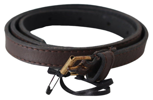MILA SCHÖN Ceinture élégante en cuir marron avec boucle dorée