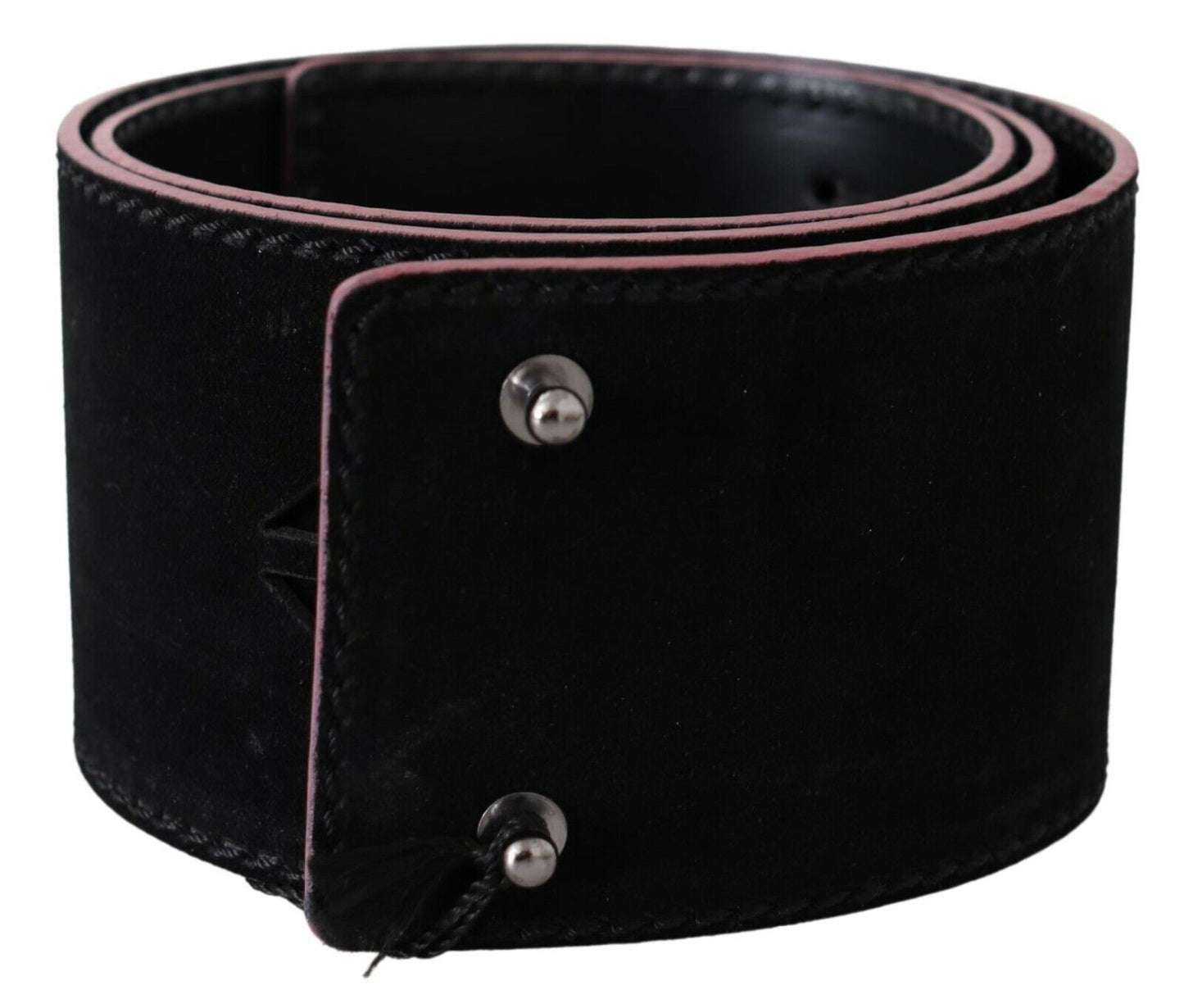 Ceinture large et élégante en cuir avec détails métalliques, style national
