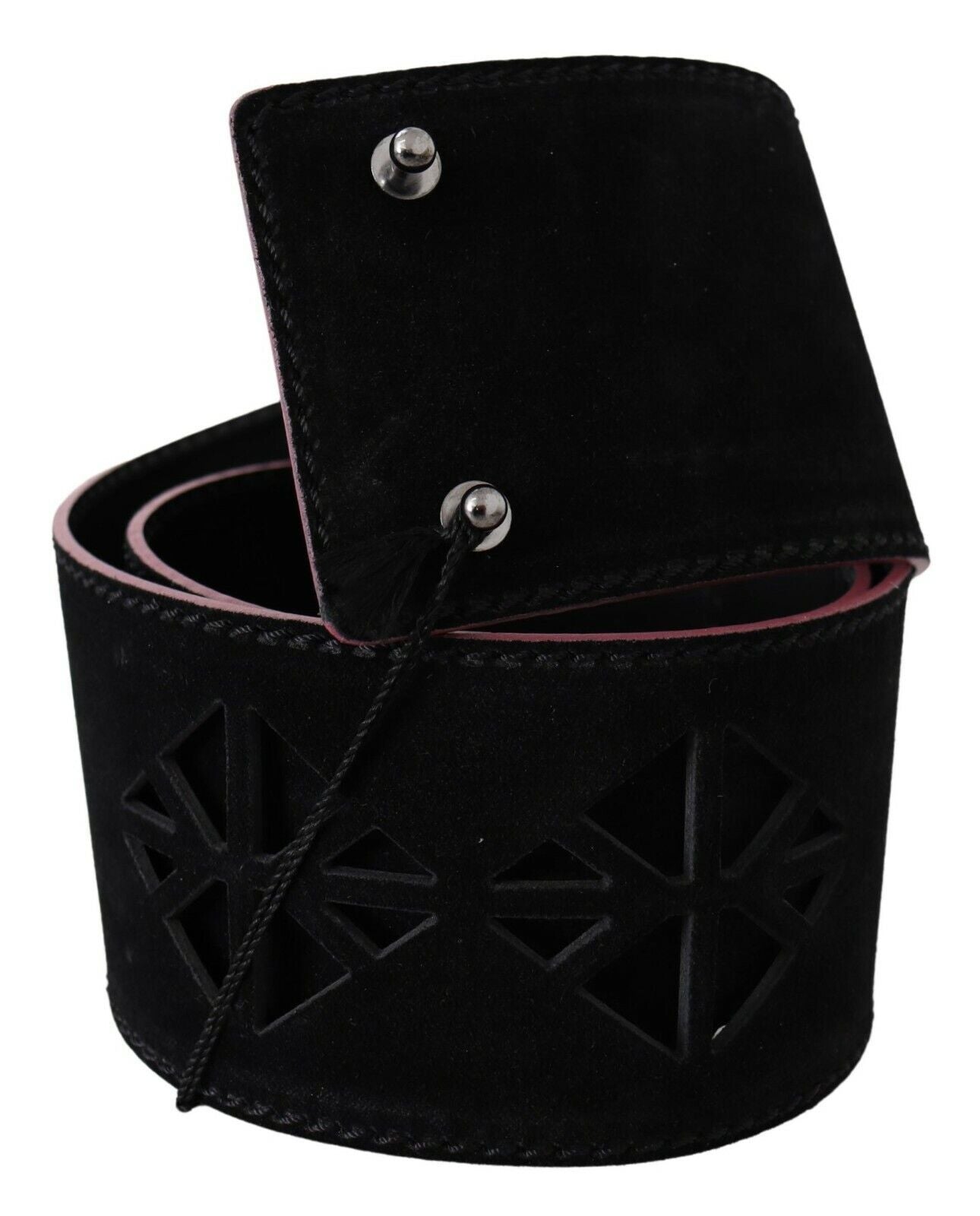 Ceinture large et élégante en cuir avec détails métalliques, style national