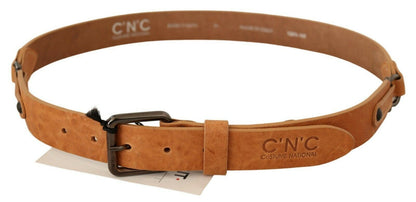 Ceinture élégante marron clair avec boucle noire pour costume national
