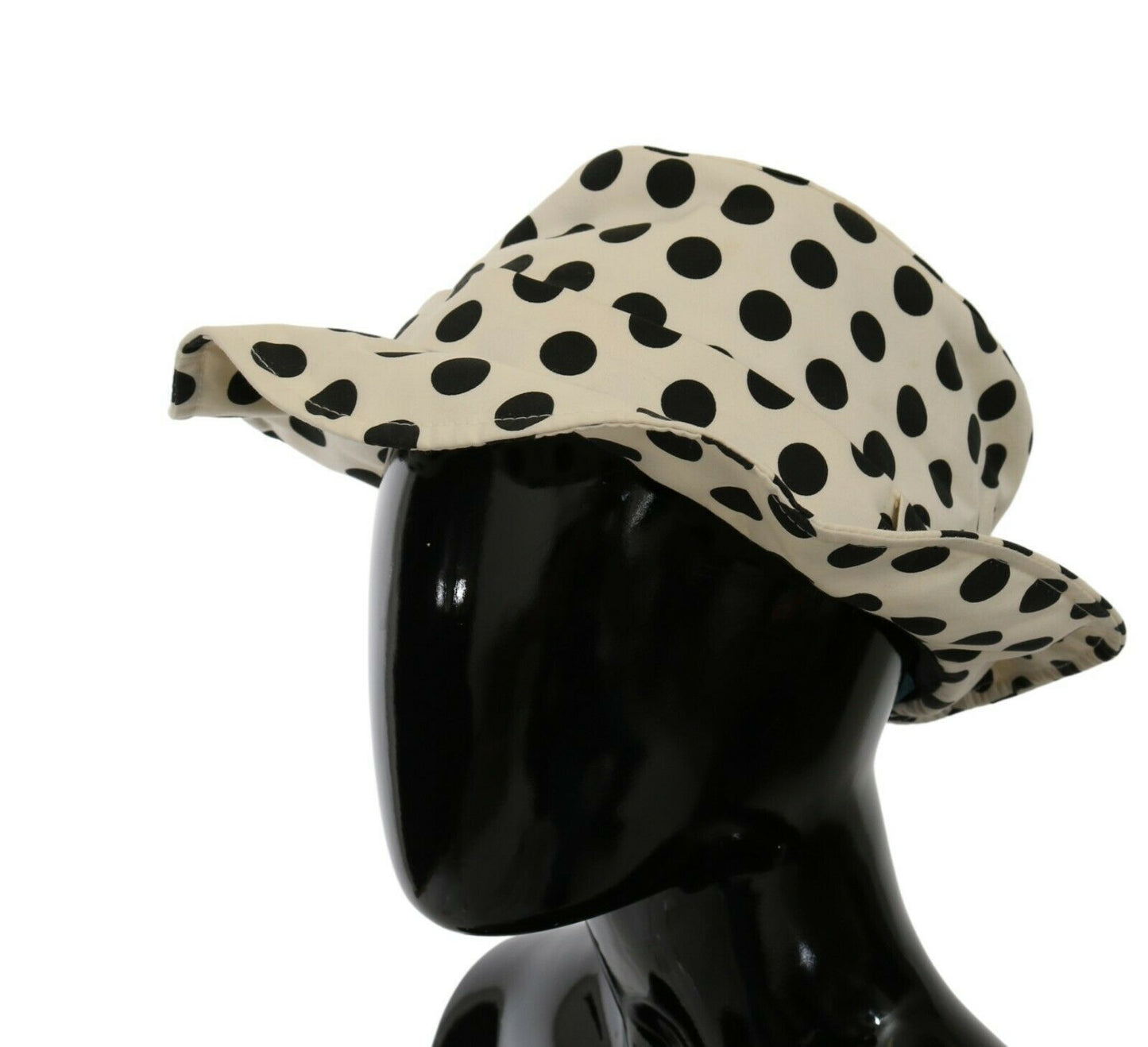 Dolce &amp; Gabbana White 100% Cotton Polka Dot Design Trilby Hat