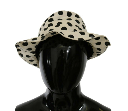 Dolce &amp; Gabbana White 100% Cotton Polka Dot Design Trilby Hat