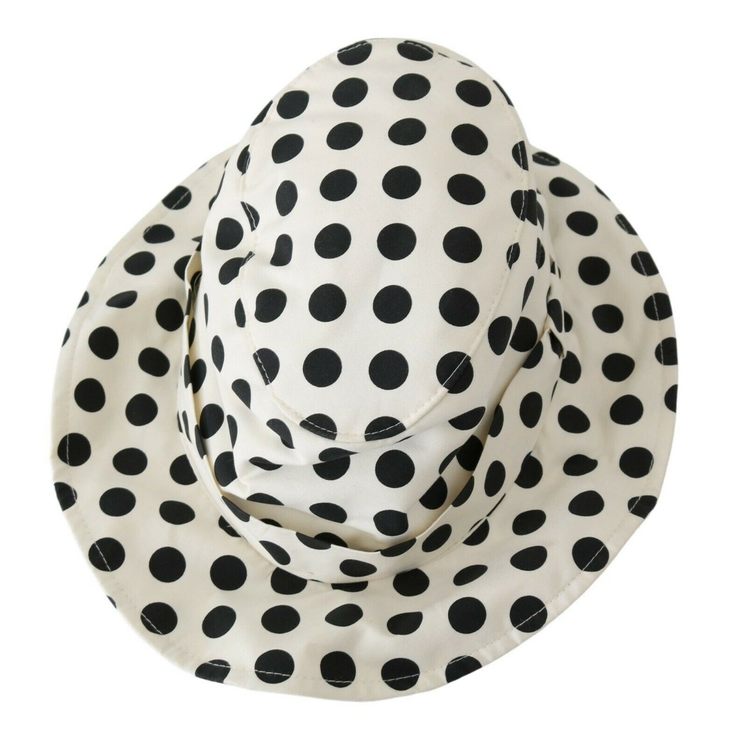 Dolce &amp; Gabbana White 100% Cotton Polka Dot Design Trilby Hat