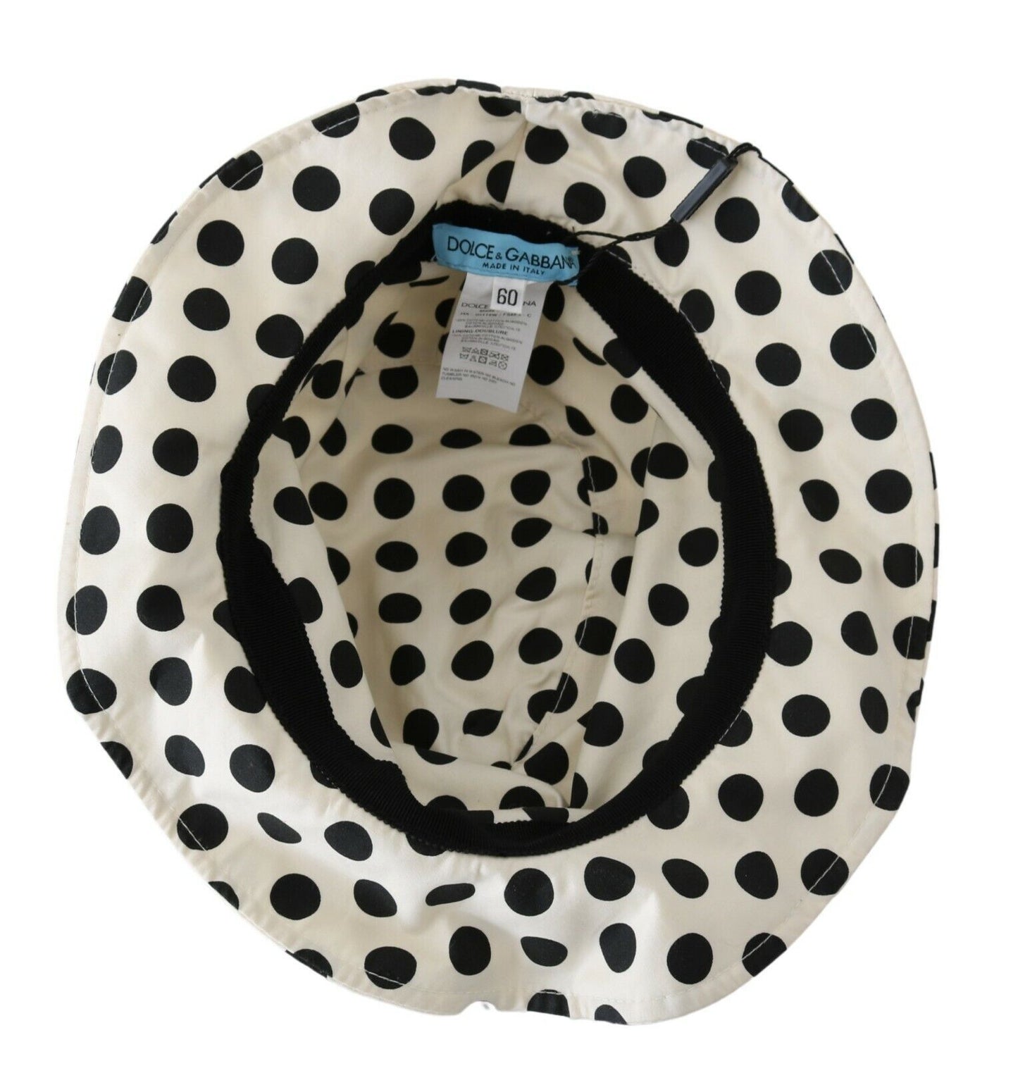 Dolce &amp; Gabbana White 100% Cotton Polka Dot Design Trilby Hat