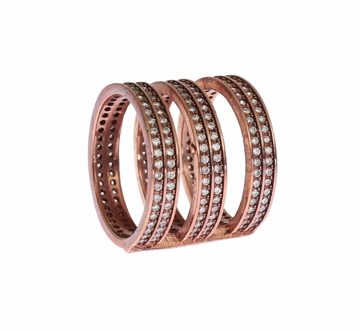 Bague Nialaya éblouissante plaquée or rose avec cristaux CZ