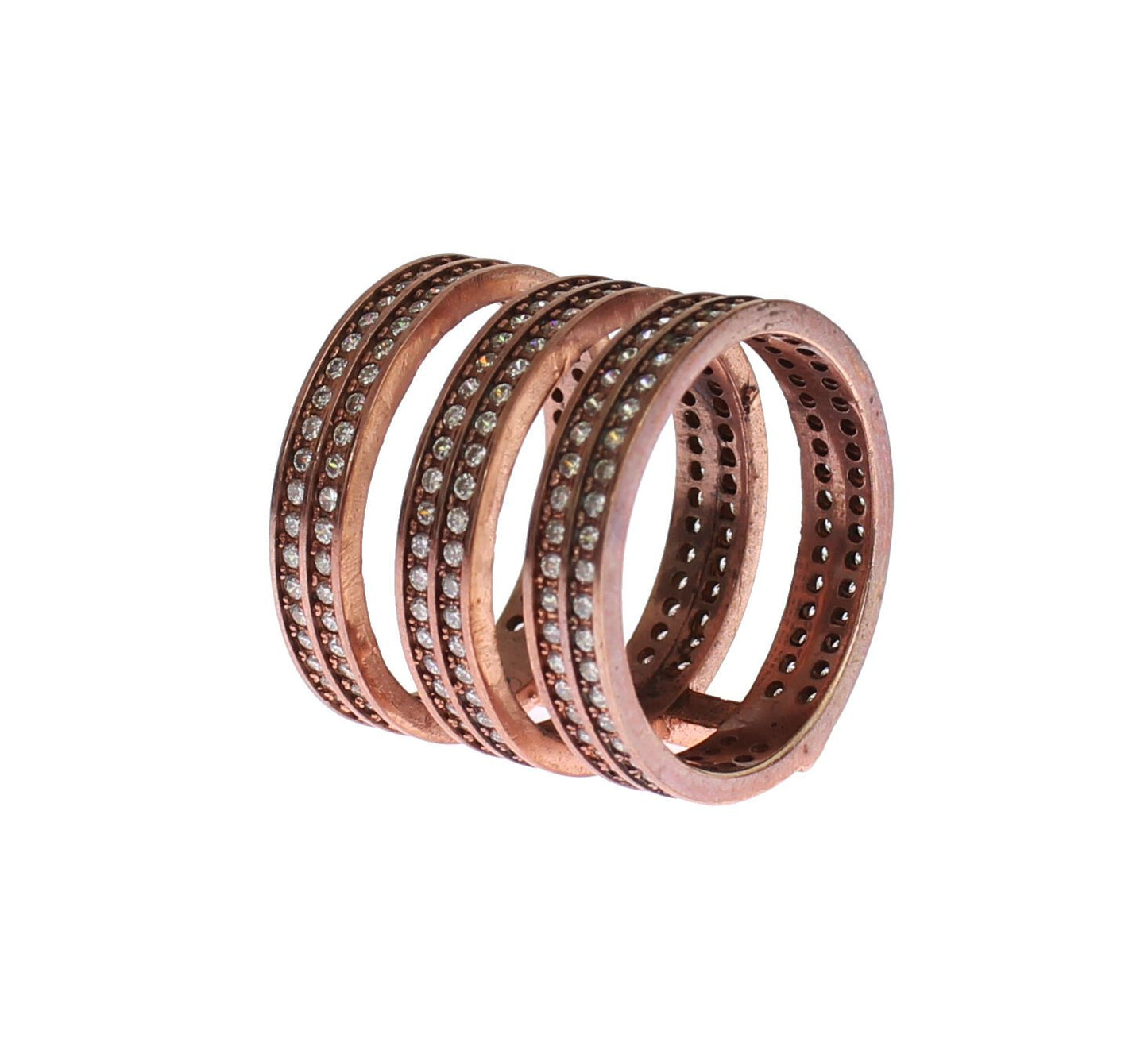 Bague Nialaya éblouissante plaquée or rose avec cristaux CZ