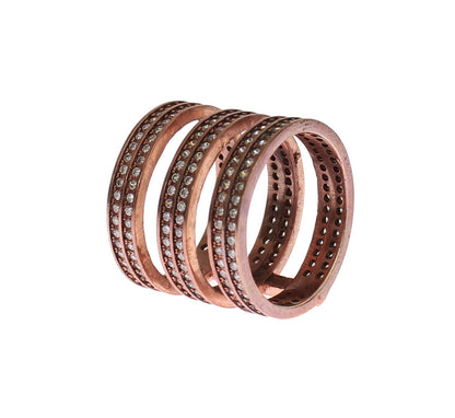 Bague Nialaya éblouissante plaquée or rose avec cristaux CZ
