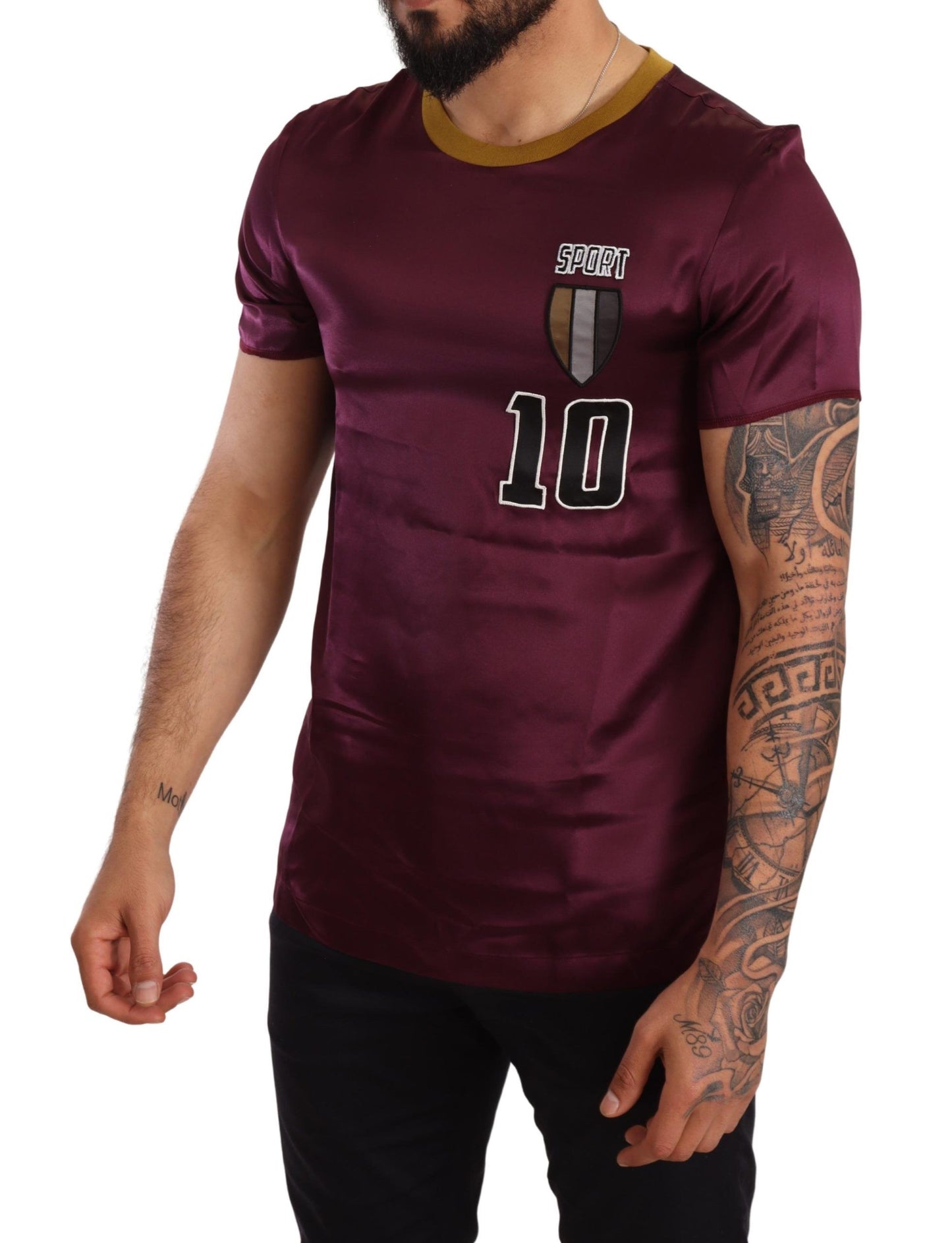 Dolce &amp; Gabbana Purple Sport 10 Embroidery Crewneck T-shirt