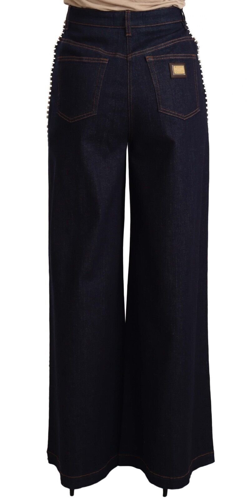 Dolce & Gabbana Dark Blue Crystal Embellished Flare Jeans by Dolce & Gabbana