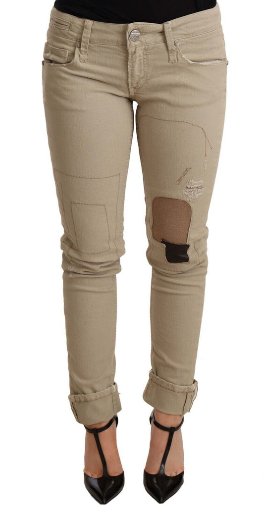 Huit jeans slim chic en coton beige