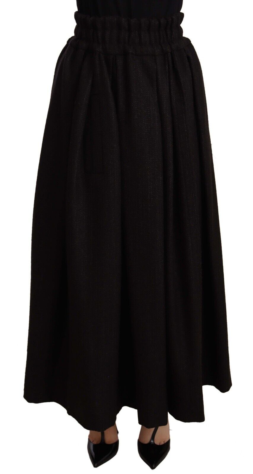 Jupe trapèze longue taille haute élégante en laine Dolce &amp; Gabbana