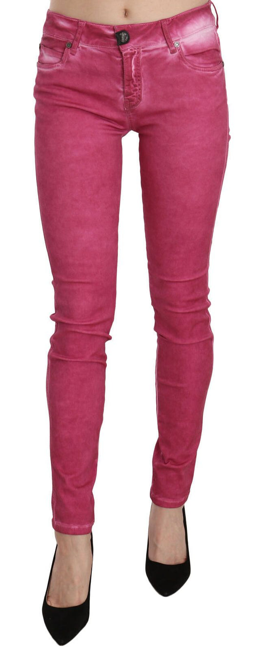 Dolce & Gabbana Pink Velvet Mid Waist Skinny Trouser Pants by Dolce & Gabbana