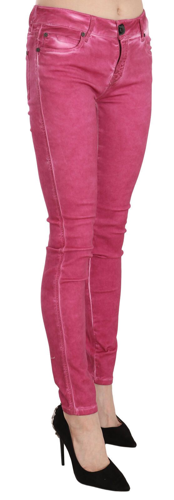 Dolce & Gabbana Pink Velvet Mid Waist Skinny Trouser Pants by Dolce & Gabbana