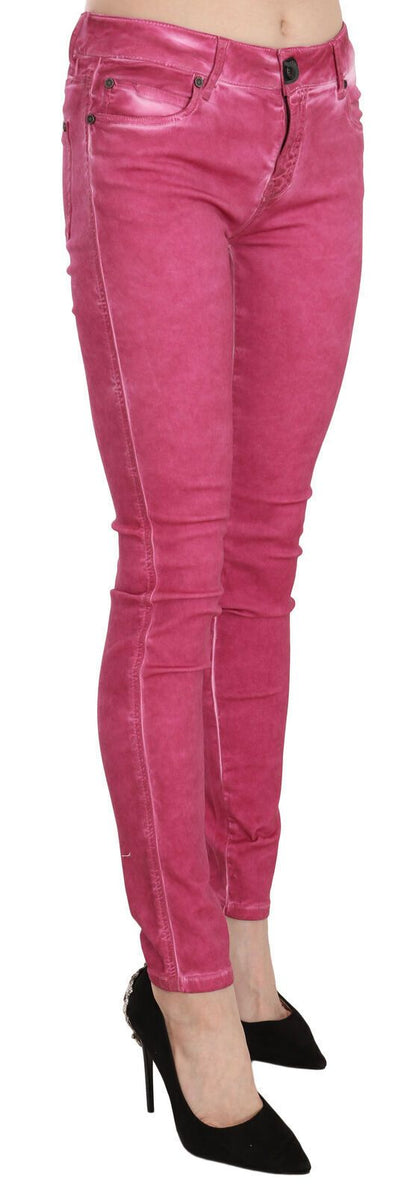 Dolce & Gabbana Pink Velvet Mid Waist Skinny Trouser Pants by Dolce & Gabbana