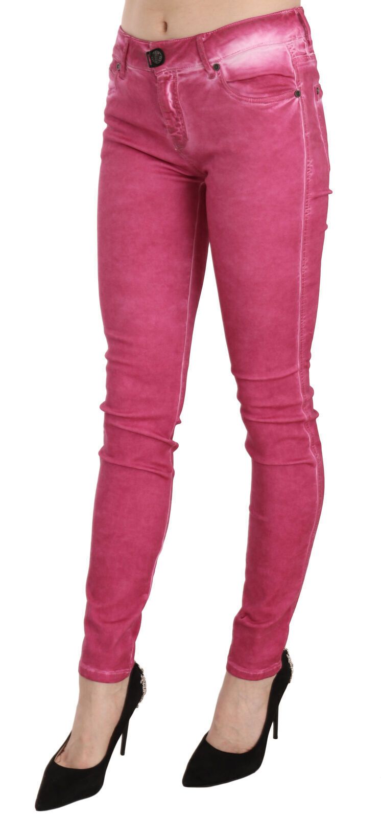 Dolce & Gabbana Pink Velvet Mid Waist Skinny Trouser Pants by Dolce & Gabbana