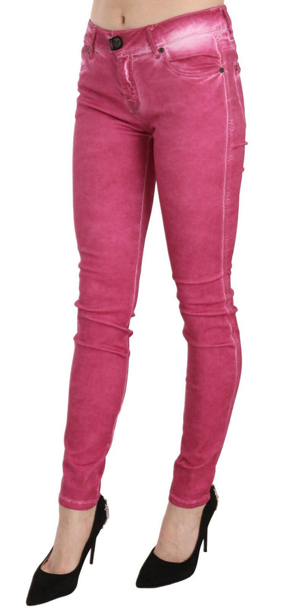 Dolce & Gabbana Pink Velvet Mid Waist Skinny Trouser Pants by Dolce & Gabbana