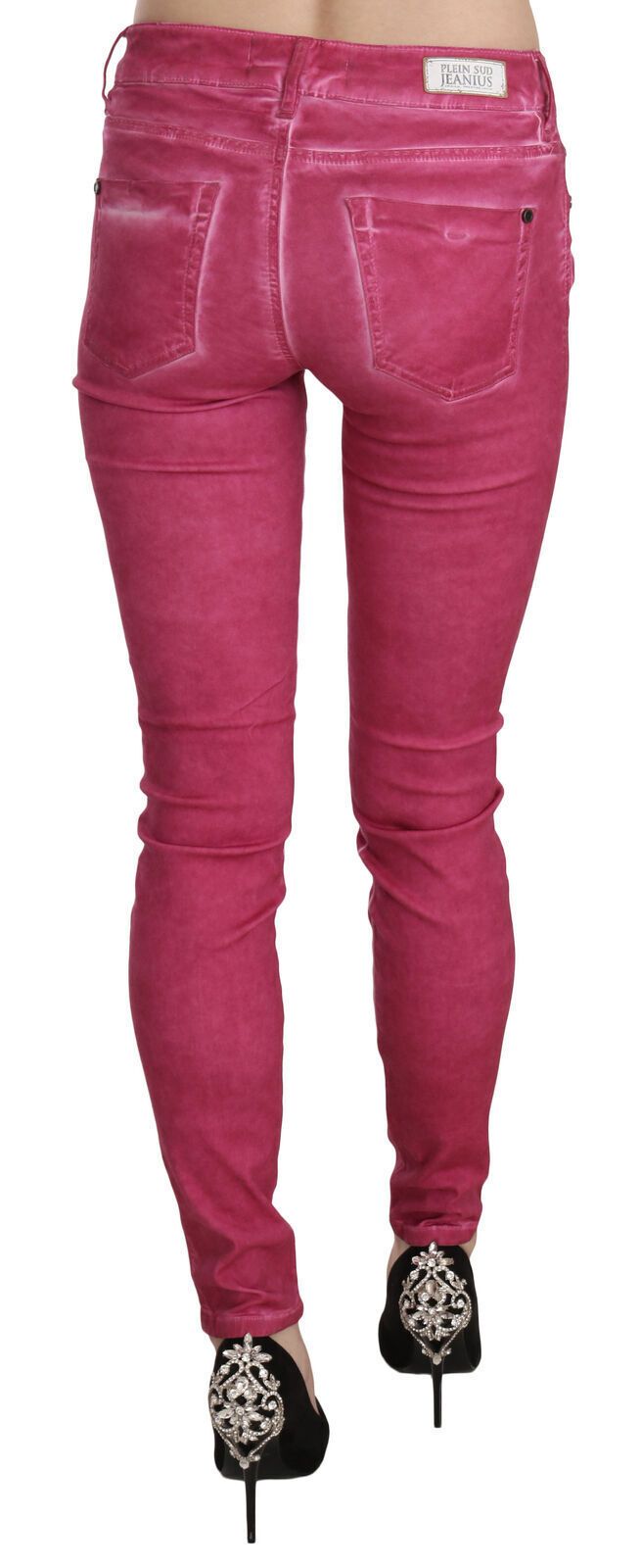 Dolce & Gabbana Pink Velvet Mid Waist Skinny Trouser Pants by Dolce & Gabbana
