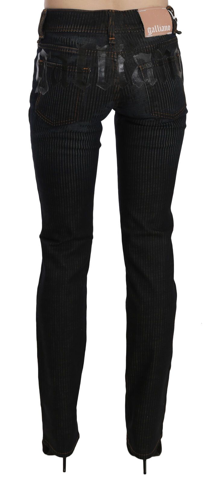 John Galliano Black Mid Waist Slim Fit Corduroy Denim Casual Pants by John Galliano