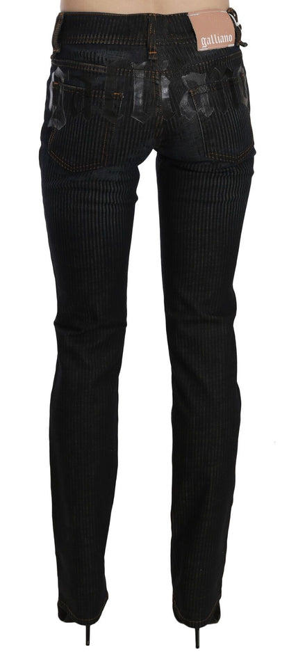 John Galliano Black Mid Waist Slim Fit Corduroy Denim Casual Pants by John Galliano