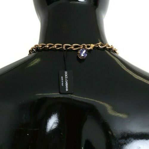 Collier élégant Dolce &amp; Gabbana à breloques florales en cristal doré