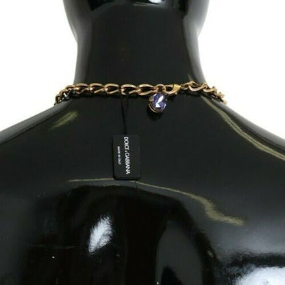 Collier élégant Dolce &amp; Gabbana à breloques florales en cristal doré