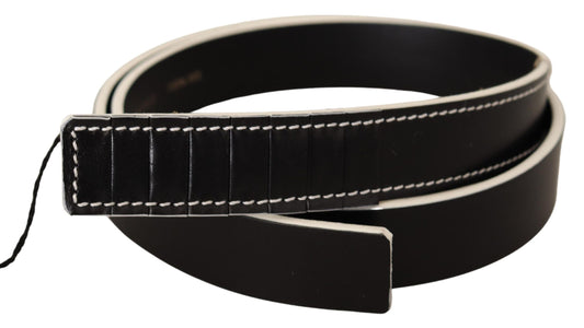 Ceinture en cuir noir avec accents blancs, style national chic