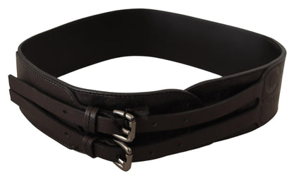 Ceinture en cuir à double boucle élégante pour costume national