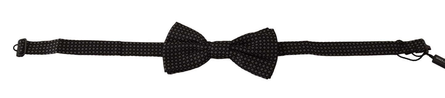 Dolce &amp; Gabbana Black Patterned Adjustable Neck Papillon Bow Tie