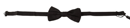 Dolce &amp; Gabbana Black Patterned Adjustable Neck Papillon Bow Tie