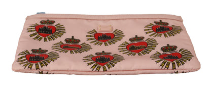 Portefeuille élégant à motif cœur rose Dolce &amp; Gabbana