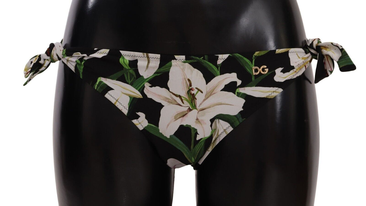 Bas de bikini élégant à imprimé lys Dolce &amp; Gabbana