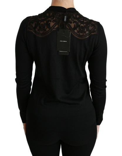 Dolce &amp; Gabbana Black Lace Sweater Cardigan Sweater