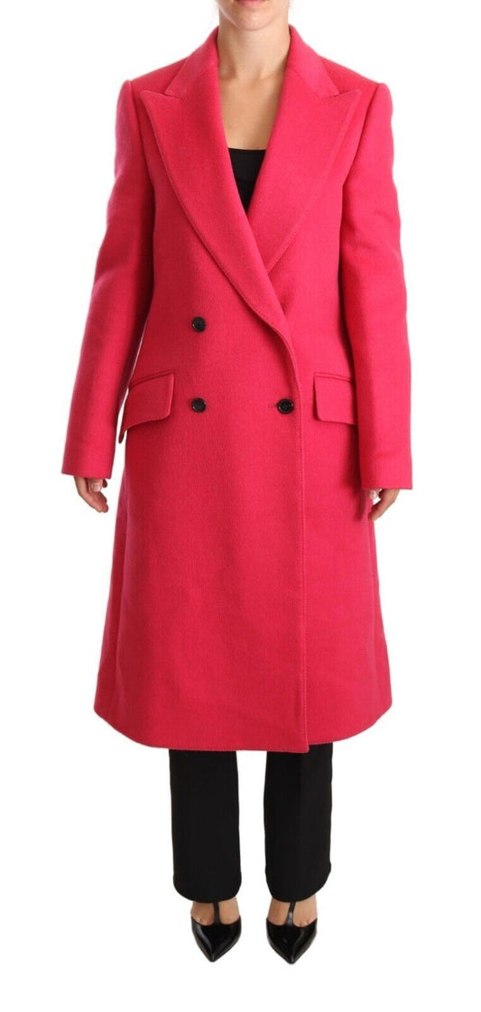 Dolce &amp; Gabbana élégant manteau en laine et cachemire rose