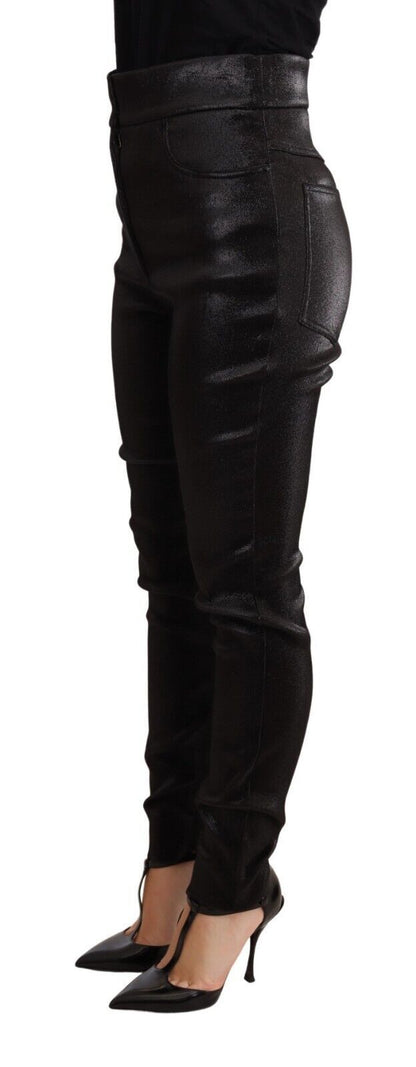 Dolce & Gabbana Black Silver Lurex Thread Cotton Stretch Pants by Dolce & Gabbana